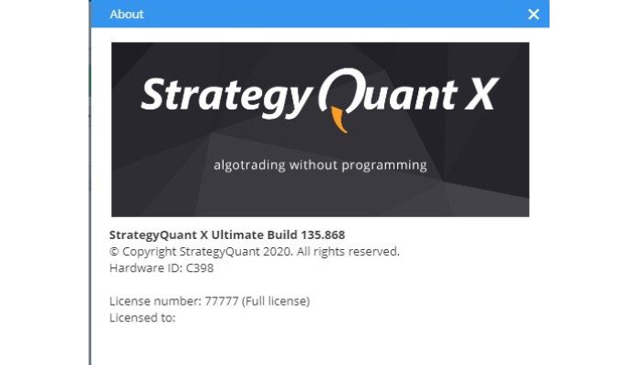 STRATEGYQUANT X ULTIMATE BUILD135.868