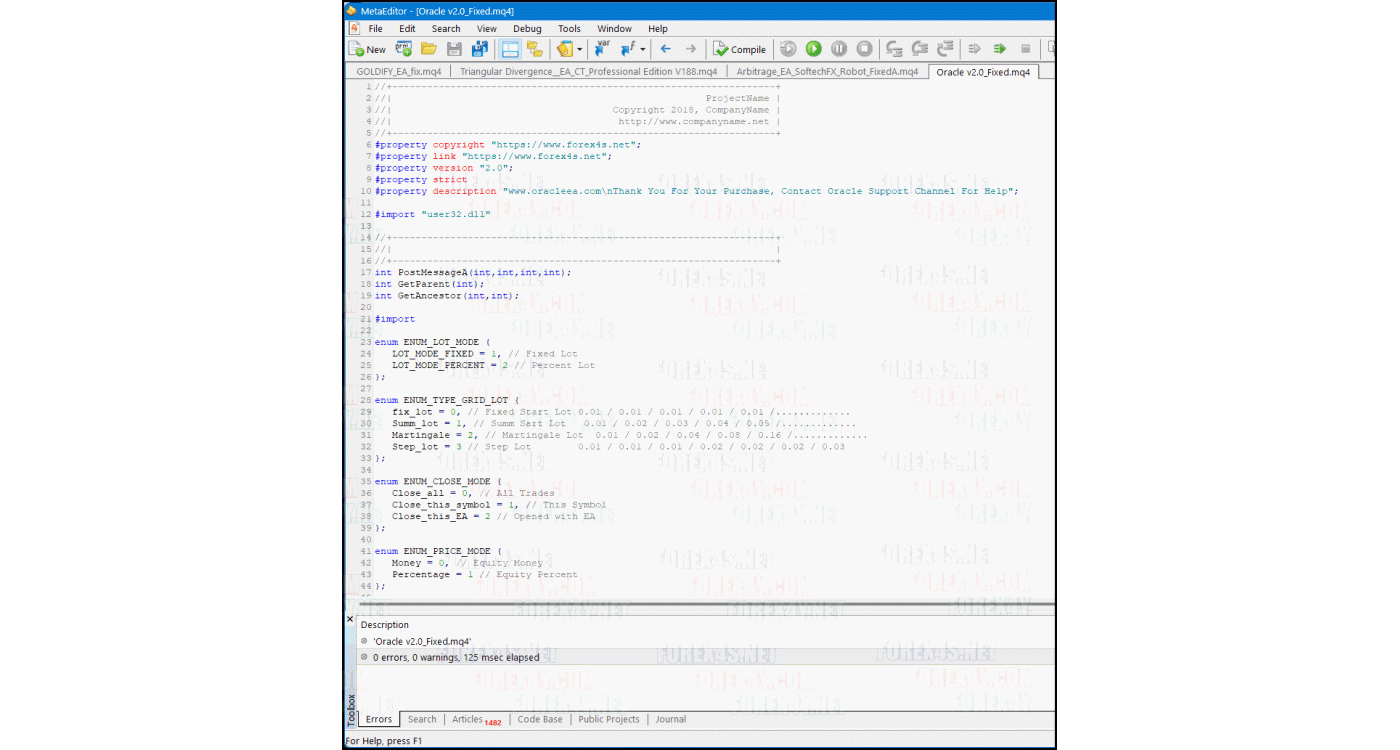 ORACLE EA v2.0 (Source Code MQ4)